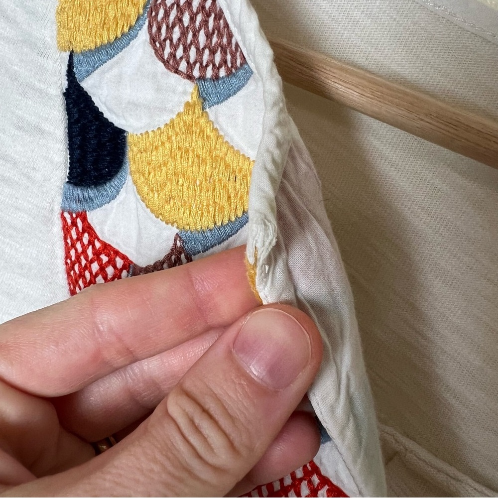 Boden Women’s 3/4 Long Sleeve Embroidered Tunic Peasant Top Ivory Size 10 Boho - Picture 4 of 7